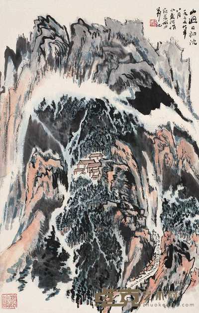 陆俨少 1977年作 云横秀岭图 片 68×43cm